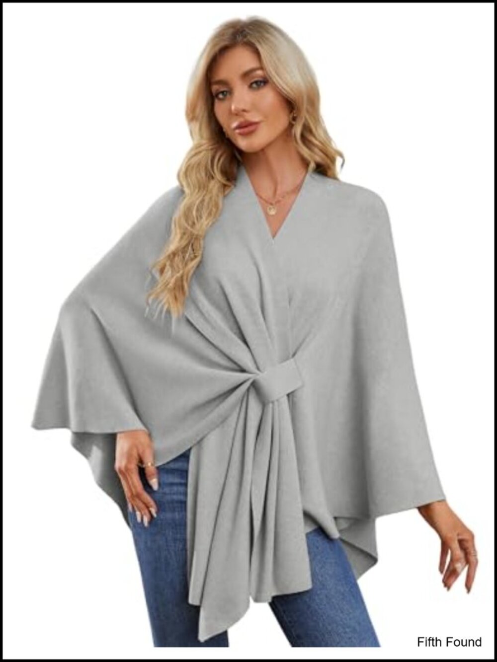 PULI Womens Elegant Open Front Poncho Sweater Shawl Wrap One Size